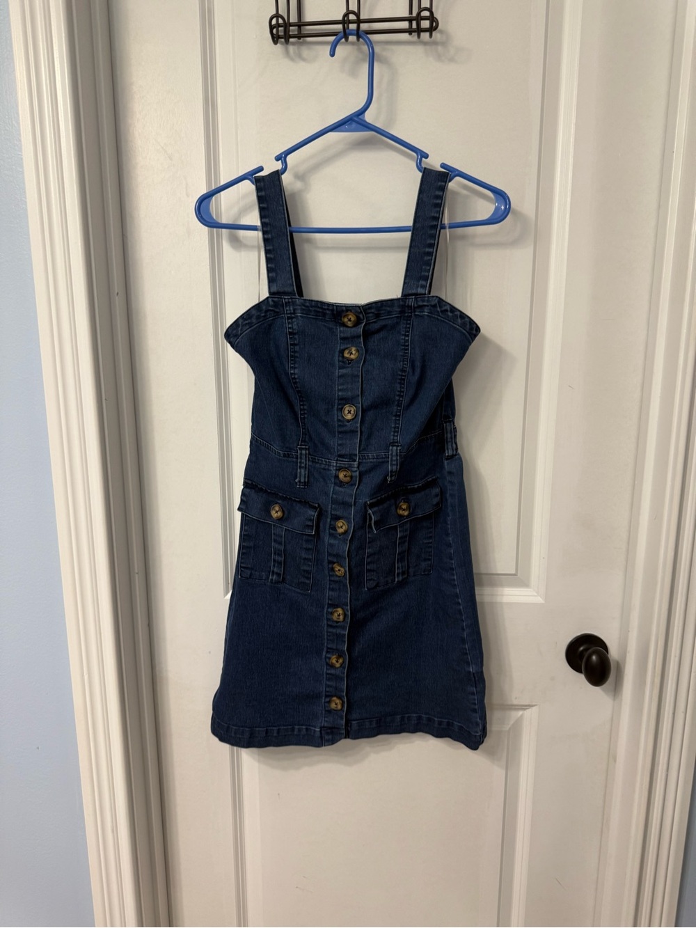 Derek Heart Dark Blue Denim Button-Front Mini Dress